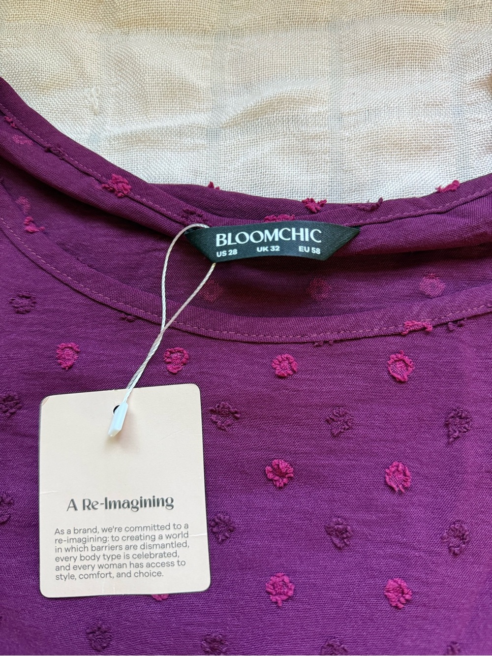 BloomChic Plum Short Sleeve Dot-Textured Tee Plus Size Office Wear